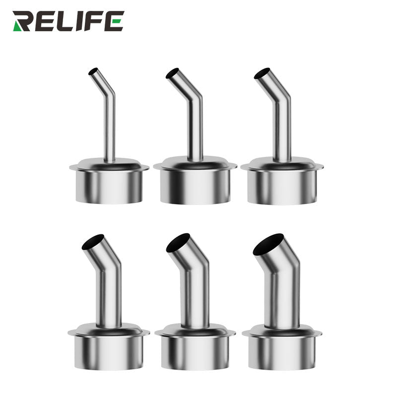 Cargue la imagen en el visor de la galería, RELIFE 861 Series 45° Curved Hot Air Nozzle – Stainless Steel Precision Tip for Microscope Repair Work - Polar Tech Australia