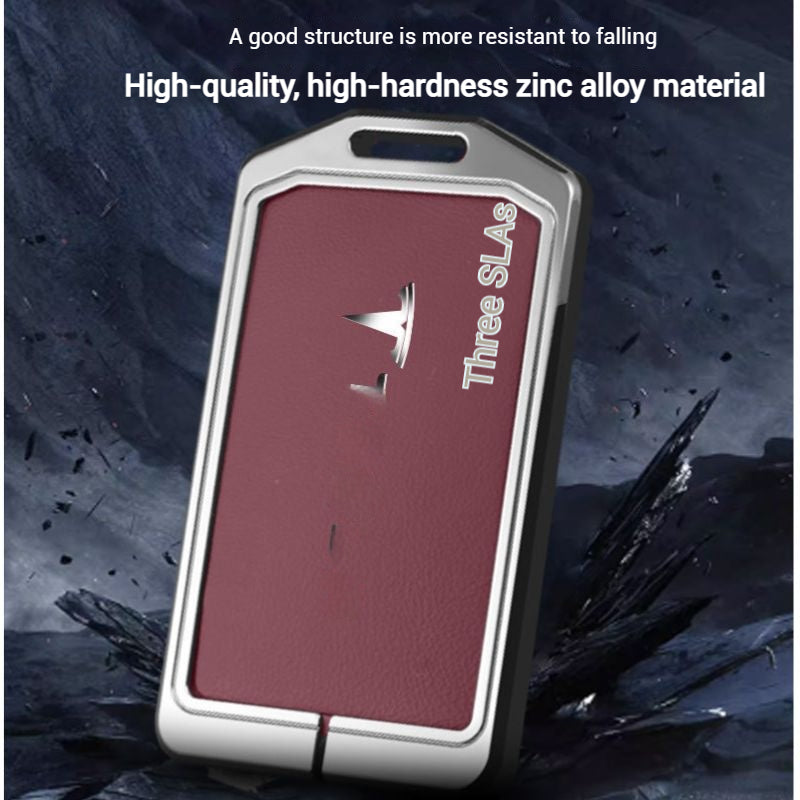 Load image into Gallery viewer, Tesla Zinc Alloy + Leather Card Key Case for Model 3 & Model Y - Polar Tech Australia