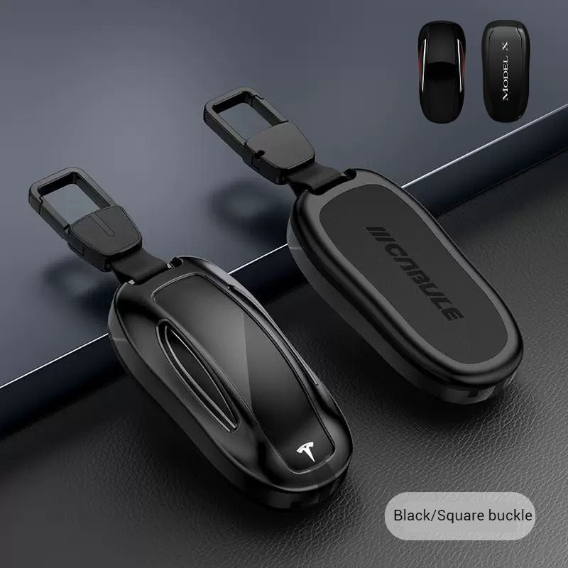 Load image into Gallery viewer, Tesla Full Aluminum Alloy + PU Leather Cover Car Key Fob Case for Model X - Polar Tech Australia
