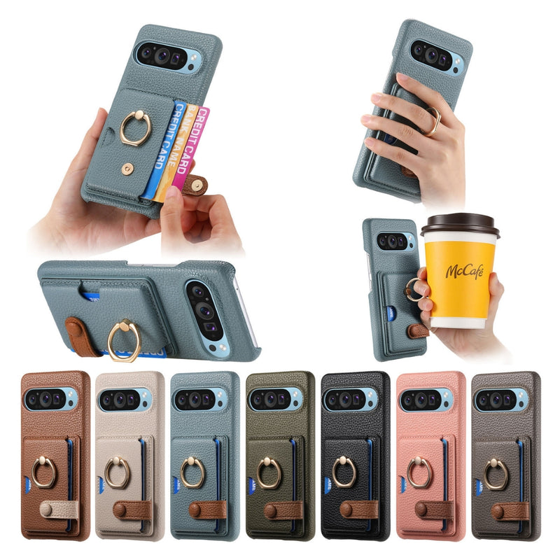 Load image into Gallery viewer, Google Pixel 10 Pro XL - Retro PU Leather Shockproof Phone Case with Ring Holder & Card Slot - Polar Tech Australia