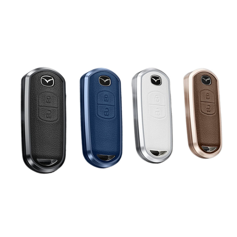 Load image into Gallery viewer, Mazda Aluminum Alloy Genuine Leather Car Key Fob Cover Case For MX-5, CX-5, CX-7, CX-9, Mazda 6 - Polar Tech Australia