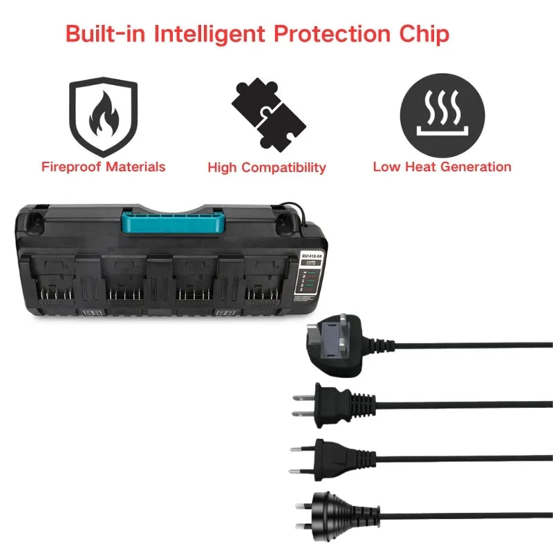 Cargue la imagen en el visor de la galería, Replacement Four - Socket Port Fast Charger For Bosch 14.4V-18V Electrical Tool Li-Ion Battery - Polar Tech Australia