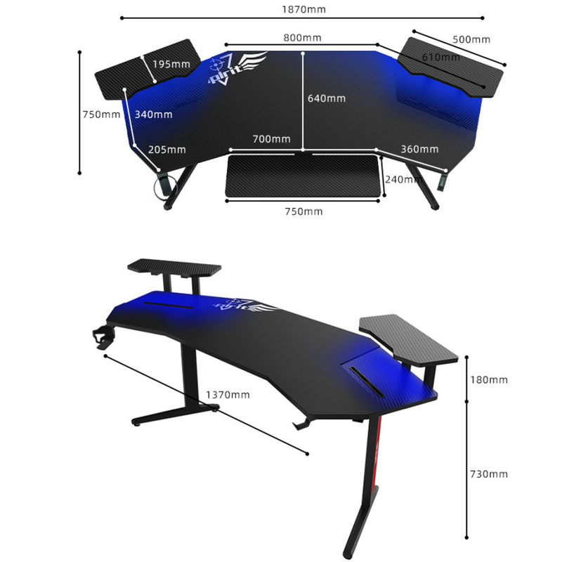Load image into Gallery viewer, Ultra Wide Large Gaming Desk with RBG LED Lights Carbon Fiber Surface with Cup Holder & Headphone Hook - Polar Tech Australia