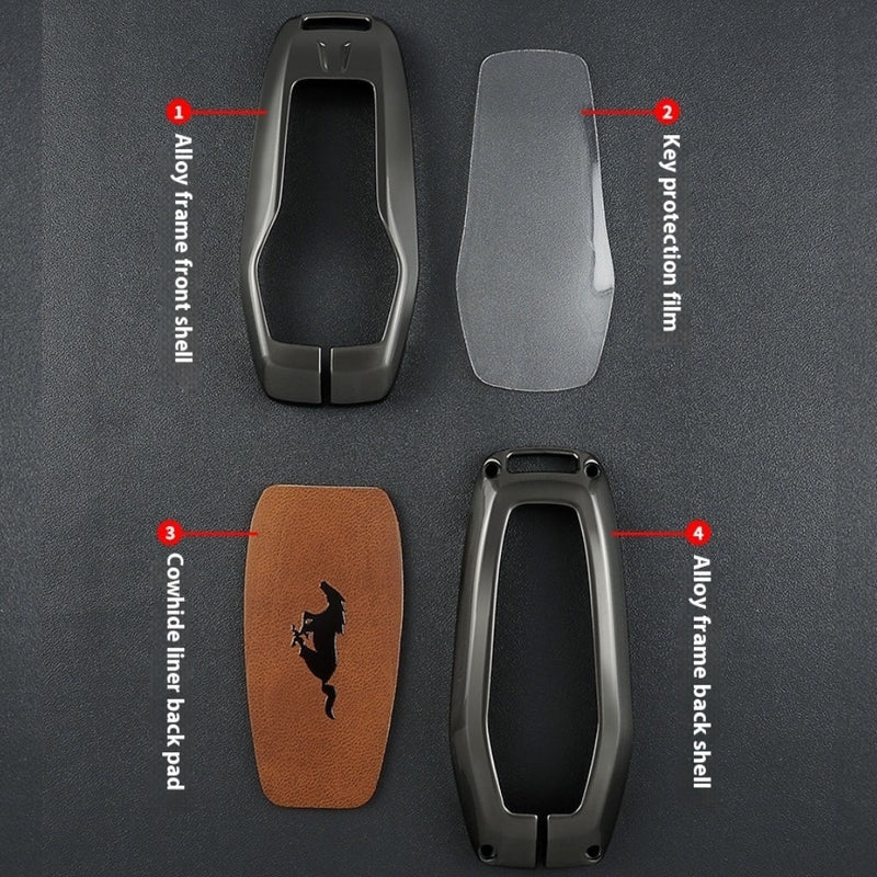 Load image into Gallery viewer, Ford Mustang Zinc Alloy Leather Car Key Fob Case Cover - Polar Tech Australia