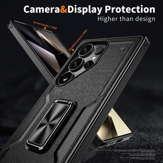 Samsung Galaxy S21 5G (SM-G991) - TPU+PC 2-in-1 Material Shockproof Protective Case with Metal Rotating Stand - Polar Tech Australia