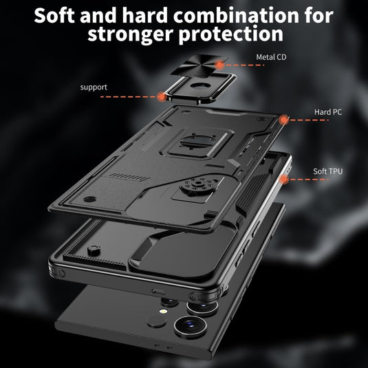 Samsung Galaxy S21 5G (SM-G991) - TPU+PC 2-in-1 Material Shockproof Protective Case with Metal Rotating Stand - Polar Tech Australia
