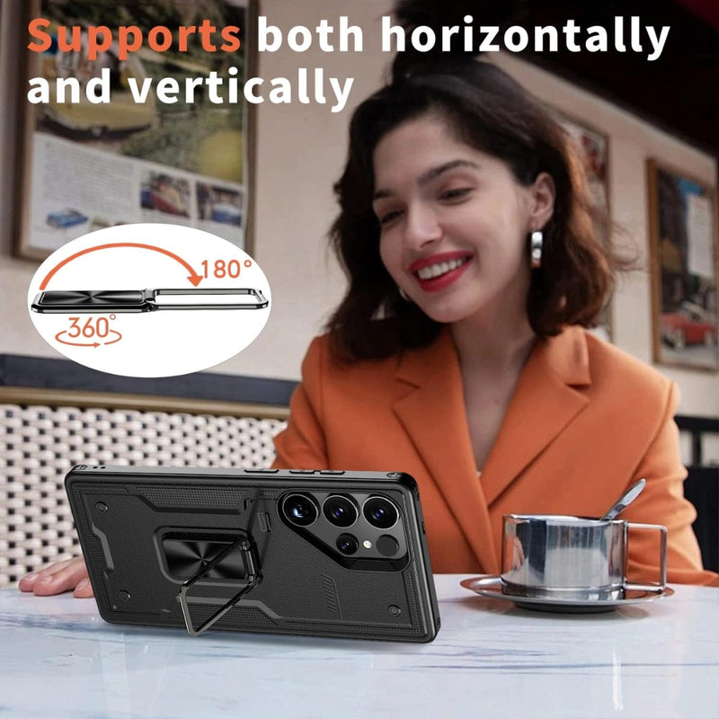 Cargue la imagen en el visor de la galería, Samsung Galaxy S21 5G (SM-G991) - TPU+PC 2-in-1 Material Shockproof Protective Case with Metal Rotating Stand - Polar Tech Australia