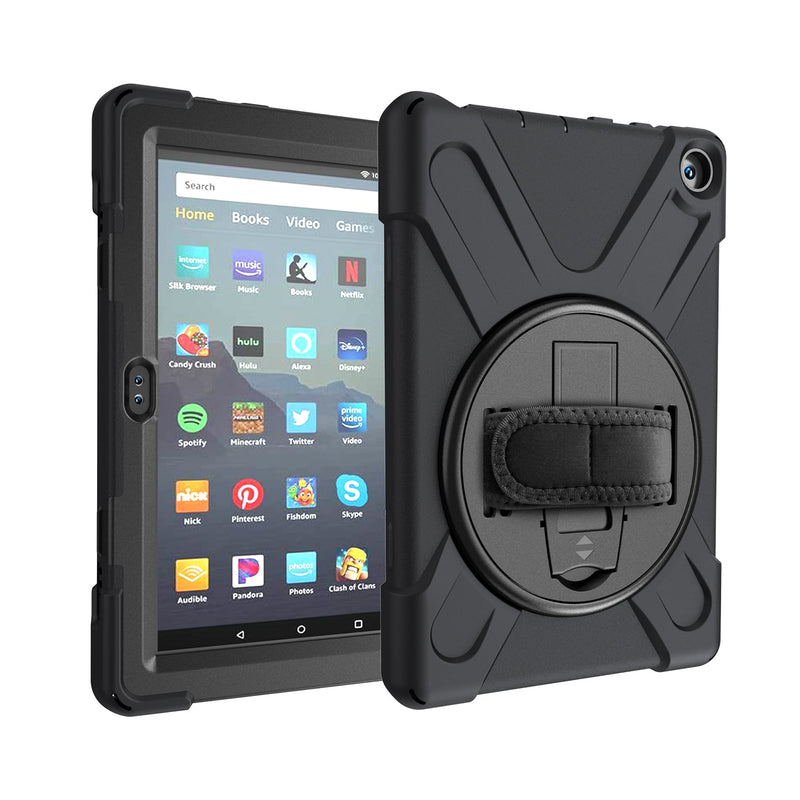 Cargue la imagen en el visor de la galería, Amazon Kindle Fire 8 2020 Heavy Duty 360 Degree Rotate Stand Hand Strap Case - Polar Tech Australia