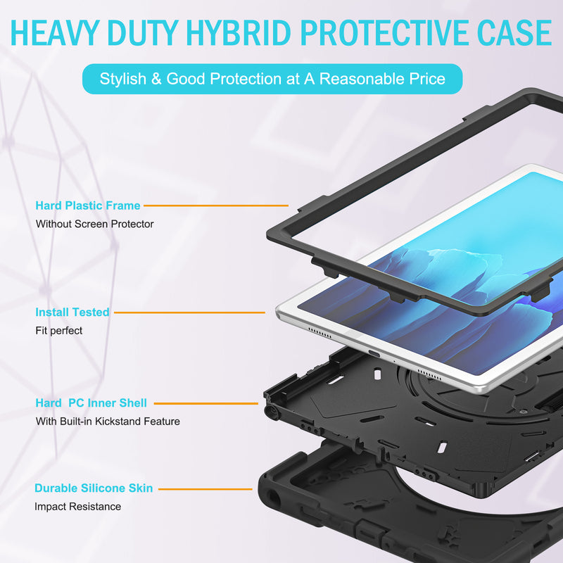 Cargue la imagen en el visor de la galería, Samsung Galaxy Tab A 10.1" 2019 (T510/T515) Heavy Duty 360 Degree Rotate Stand Hand Strap Case - Polar Tech Australia