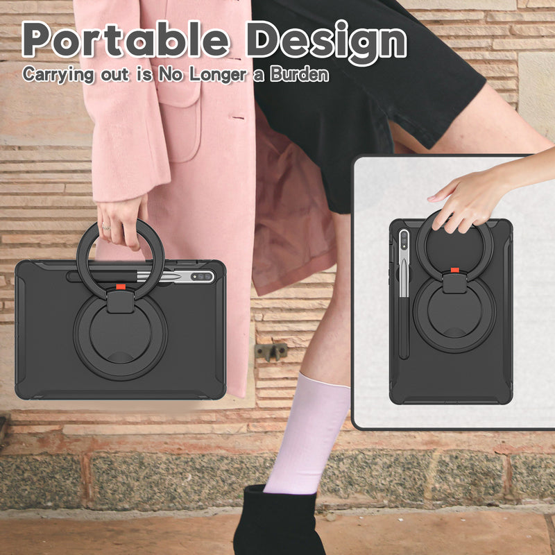 Load image into Gallery viewer, Samsung Galaxy Tab S8 Ultra & S9 Ultra 14.6" - 360 Degree Rotate Shockproof Heavy Duty Tough Ring Holder Stand Case Cover With Pen Holder - Polar Tech Australia