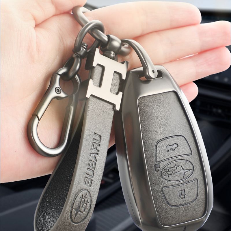 Load image into Gallery viewer, Subaru Zinc Alloy + PU Leather Car Key Fob Protective Cover Case For Outback, Forester, Impreza, WRX, XV, Crosstrek, Legacy - Polar Tech Australia