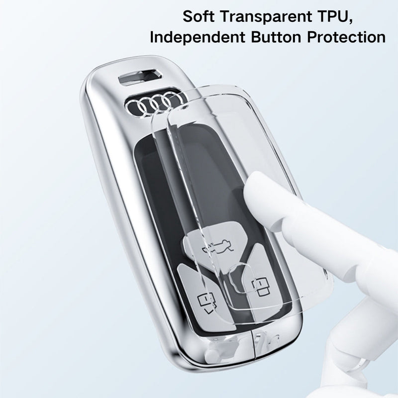 Load image into Gallery viewer, Audi Zinc Alloy + Carbon Fiber Texture Car Key Fob Case Cover For A3, A4, A5, A6, Q2, Q3, Q5, Q7, Q8, e-tron - Polar Tech Australia