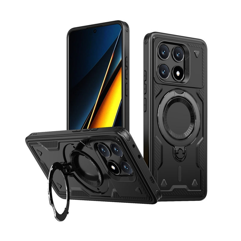 Chargez l'image dans la visionneuse de la galerie, Xiaomi Poco X6 Pro - TPU+PC 2-in-1 Material Shockproof Protective Case with Metal Rotating Stand - Polar Tech Australia