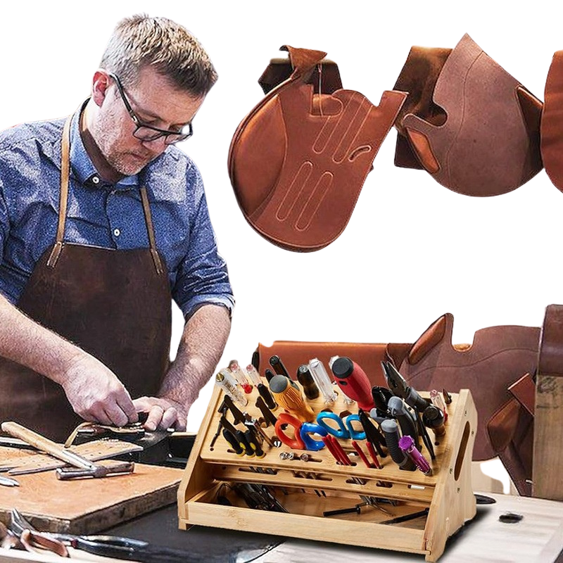 Cargue la imagen en el visor de la galería, Wooden Repair Tool Organizer Rack - Multi-Function Screwdriver Holder, Scissors & Tool Storage Organizer - Polar Tech Australia