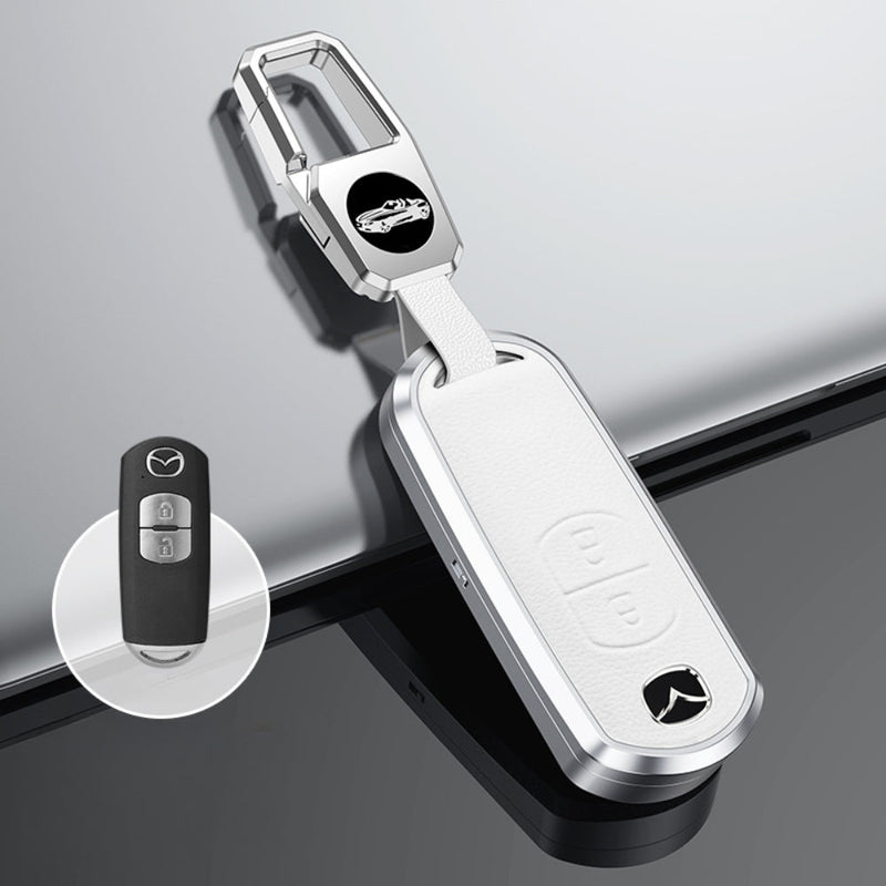 Load image into Gallery viewer, Mazda Aluminum Alloy Genuine Leather Car Key Fob Cover Case For MX-5, CX-5, CX-7, CX-9, Mazda 6 - Polar Tech Australia