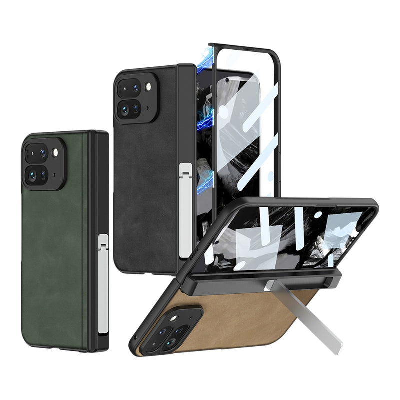 Load image into Gallery viewer, Google Pixel 9 Pro Fold - Integrated Frosted Fold Hinge Leather Phone Case - Polar Tech Australia