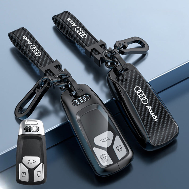 Load image into Gallery viewer, Audi Zinc Alloy + Carbon Fiber Texture Car Key Fob Case Cover For A3, A4, A5, A6, Q2, Q3, Q5, Q7, Q8, e-tron - Polar Tech Australia