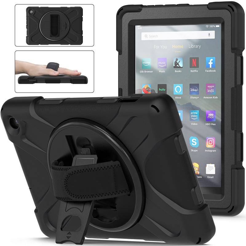 Load image into Gallery viewer, Amazon Kindle Fire 7 2022 Heavy Duty 360 Degree Rotate Stand Hand Strap Case - Polar Tech Australia