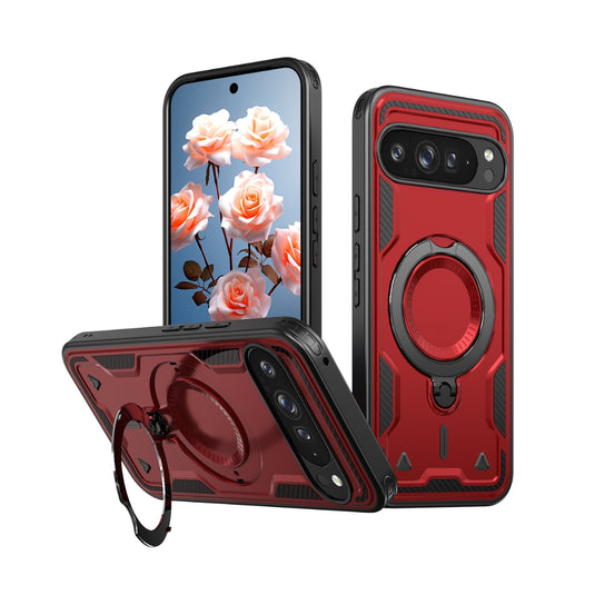 Google Pixel 10 Pro XL - TPU+PC 2-in-1 Material Shockproof Protective Case with Metal Rotating Stand - Polar Tech Australia