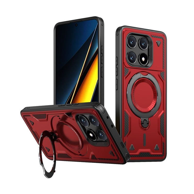 Chargez l'image dans la visionneuse de la galerie, Xiaomi Poco X6 Pro - TPU+PC 2-in-1 Material Shockproof Protective Case with Metal Rotating Stand - Polar Tech Australia