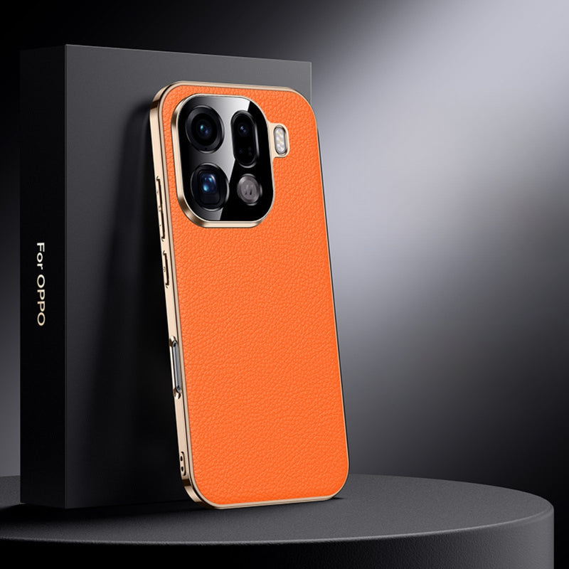 Load image into Gallery viewer, OPPO Find X9 Pro - Electroplated Genuine Leather Pebbled Case