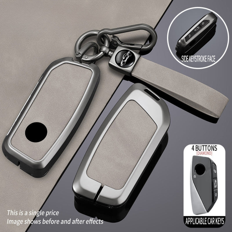 Load image into Gallery viewer, BMW Zinc Alloy + Leather Protection Car Key Fob Case Cover For X1, X6, X7, ix1, ix40, ix50 - Polar Tech Australia