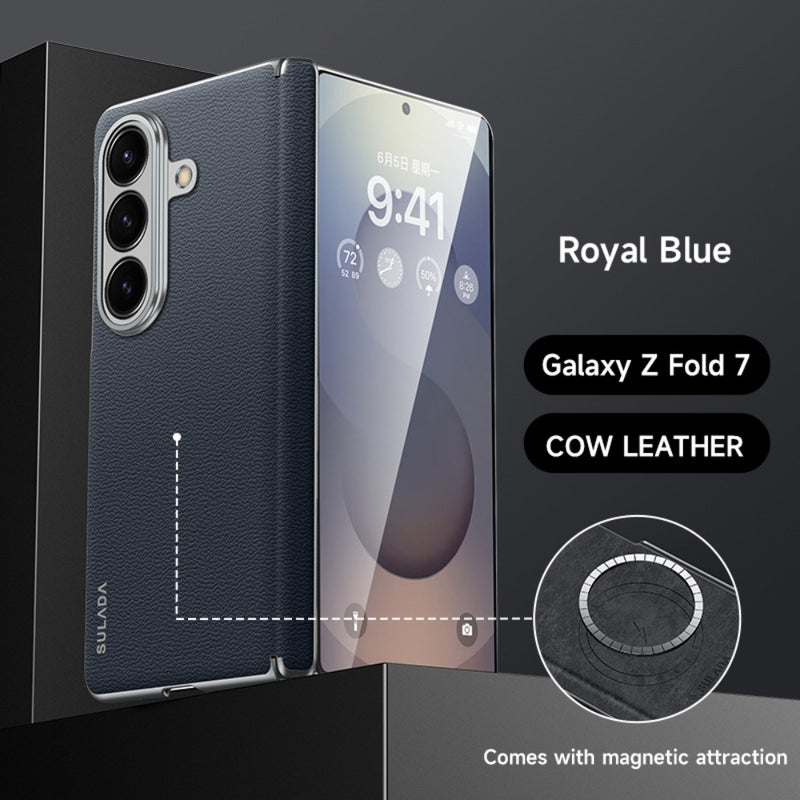 Chargez l'image dans la visionneuse de la galerie, Samsung Galaxy Z Fold7 5G - SULADA Frameless Cowhide Leather PC Phone Case - Polar Tech Australia