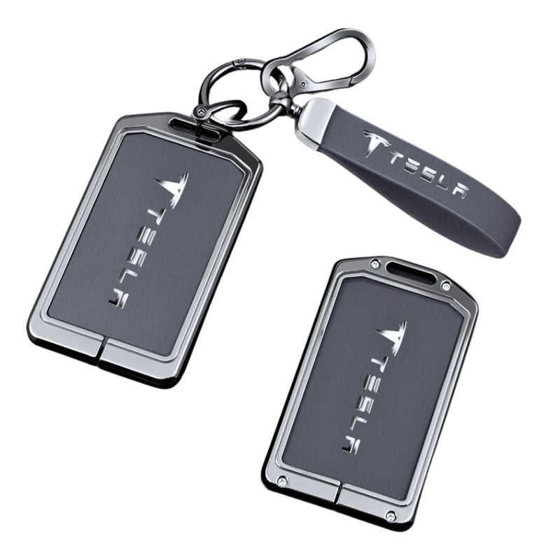 Load image into Gallery viewer, Tesla Zinc Alloy + Leather Card Key Case for Model 3 & Model Y - Polar Tech Australia