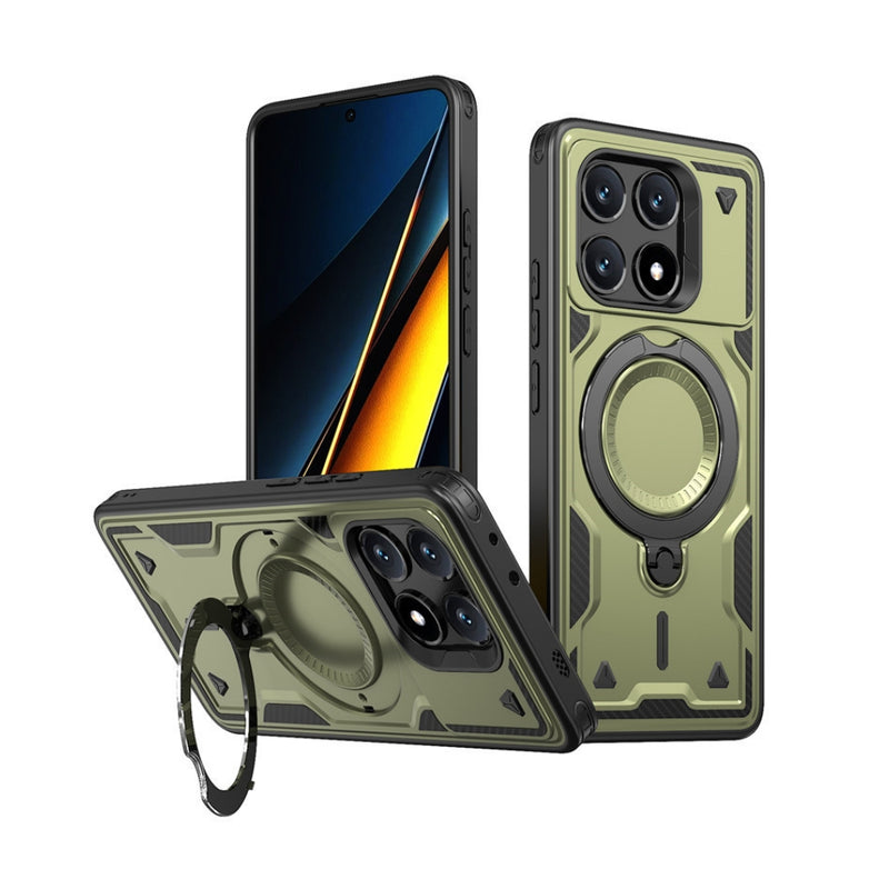 Chargez l'image dans la visionneuse de la galerie, Xiaomi Poco X6 Pro - TPU+PC 2-in-1 Material Shockproof Protective Case with Metal Rotating Stand - Polar Tech Australia