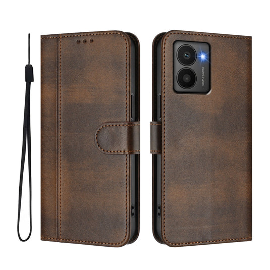 Nokia C1 2nd Edition / C01 Plus - Line Splicing Buckle Retro Leather Phone Case - Polar Tech Australia