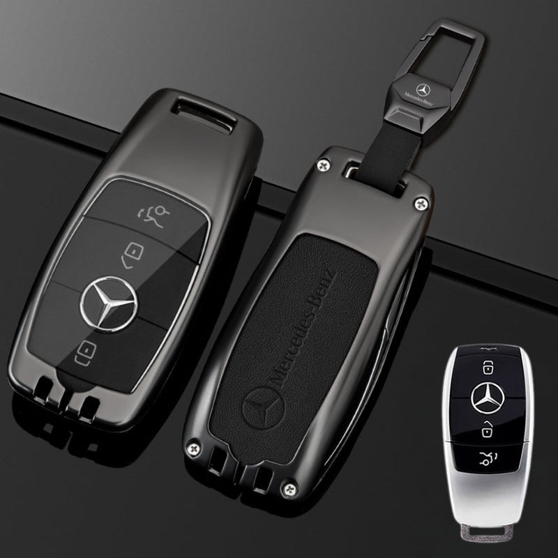 Load image into Gallery viewer, Mercedes Benz Alloy + Leather Protection Car Key Fob Case Cover For Benz A, B, C, E, S, G-Class, GLA, GLB, GLC, GLE, GLS, CLA, CLS, EQC - Polar Tech Australia