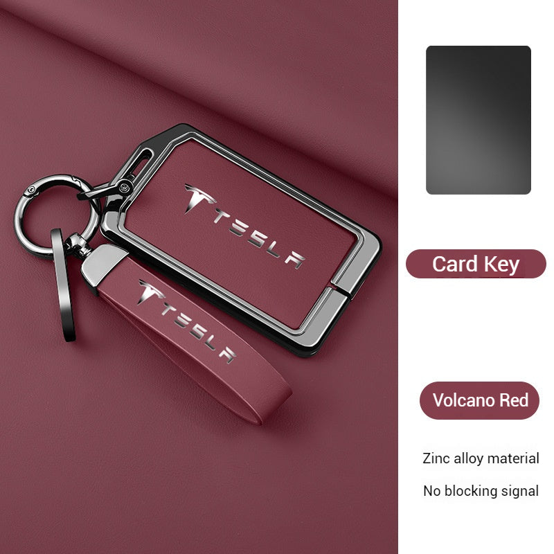 Load image into Gallery viewer, Tesla Zinc Alloy + Leather Card Key Case for Model 3 & Model Y - Polar Tech Australia