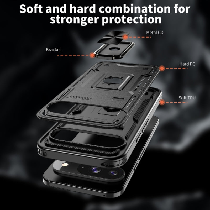 Load image into Gallery viewer, Google Pixel 9 / 9 Pro - TPU+PC 2-in-1 Material Shockproof Protective Case with Metal Rotating Stand - Polar Tech Australia