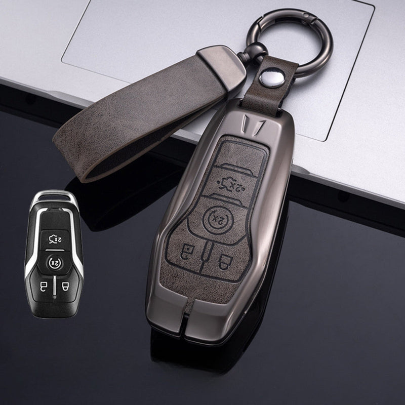 Load image into Gallery viewer, Ford Zinc Alloy Leather Folding Car Key Fob Case Cover For Ranger, Mustang, Everest, Escape, Puma, Transit, Focus, Fiesta, Ranger Raptor, Mondeo - Polar Tech Australia