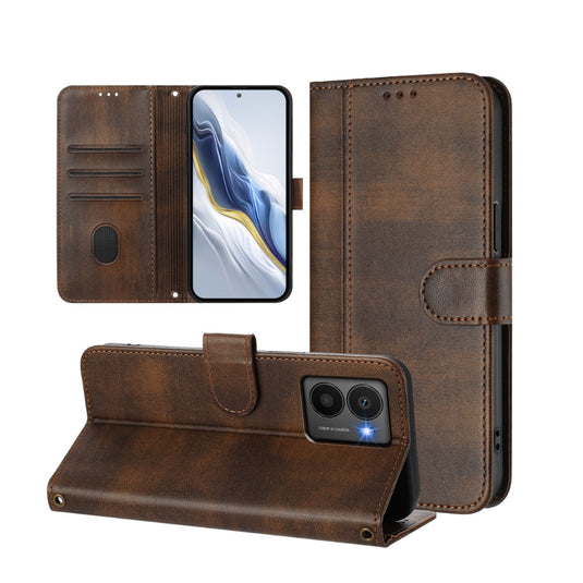 Nokia C1 2nd Edition / C01 Plus - Line Splicing Buckle Retro Leather Phone Case - Polar Tech Australia