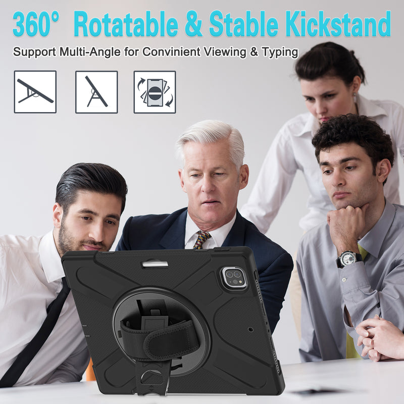 Load image into Gallery viewer, Apple iPad Pro 12.9" 4th/5th/6th Gen 360 Degree Rotation Heavy Duty Hand Strap Handle Case - Polar Tech Australia