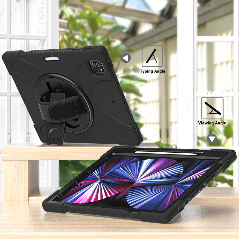 Load image into Gallery viewer, Apple iPad Pro 12.9" 4th/5th/6th Gen 360 Degree Rotation Heavy Duty Hand Strap Handle Case - Polar Tech Australia