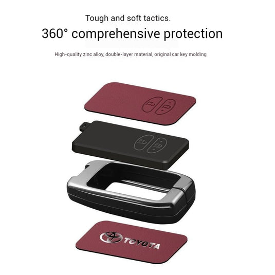 Toyota Full Metal  Coverage + PU Leather Car Key Fob Case Cover For Corolla, Camry, Prado, Avalon - i-Station Mobile Phone & Electronic Device Repair and Accessories