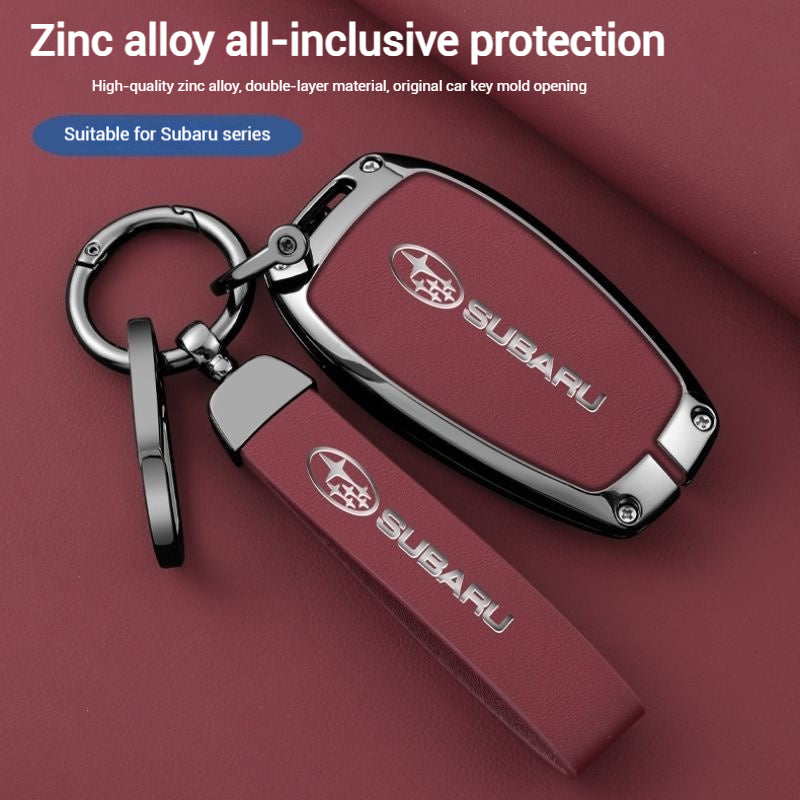 Load image into Gallery viewer, Subaru Full Metal Coverage + PU Leather Car Key Fob Case Cover For Outback, Forester, Impreza, WRX, XV, Crosstrek, Legacy - Polar Tech Australia