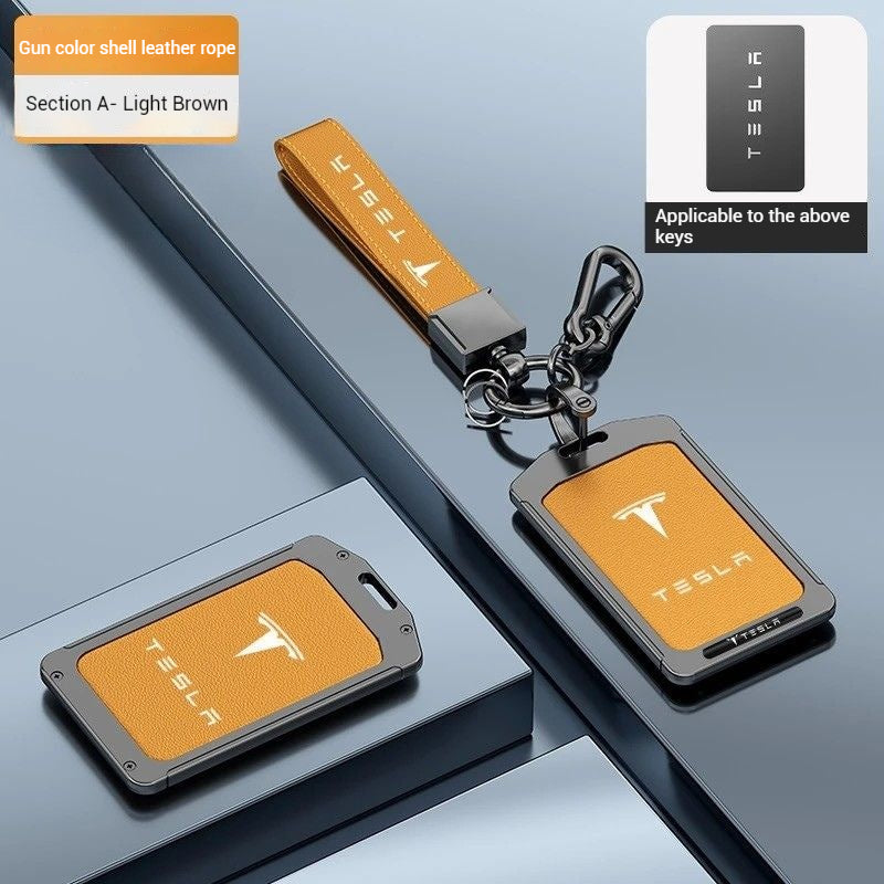 Load image into Gallery viewer, Tesla Alloy-Framed Leather Card Key Case for Model 3 & Model Y - Polar Tech Australia