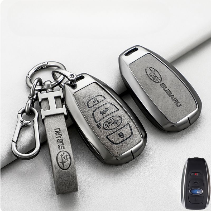 Load image into Gallery viewer, Subaru Zinc Alloy + PU Leather Car Key Fob Protective Cover Case For Outback, Forester, Impreza, WRX, XV, Crosstrek, Legacy - Polar Tech Australia