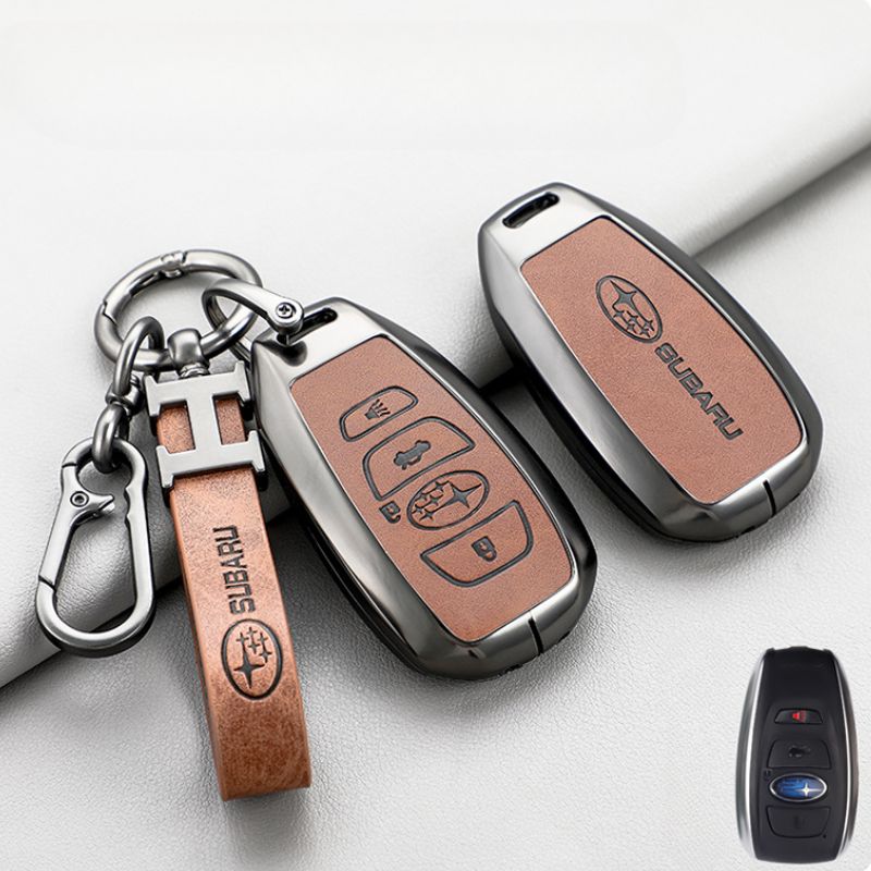 Load image into Gallery viewer, Subaru Zinc Alloy + PU Leather Car Key Fob Protective Cover Case For Outback, Forester, Impreza, WRX, XV, Crosstrek, Legacy - Polar Tech Australia