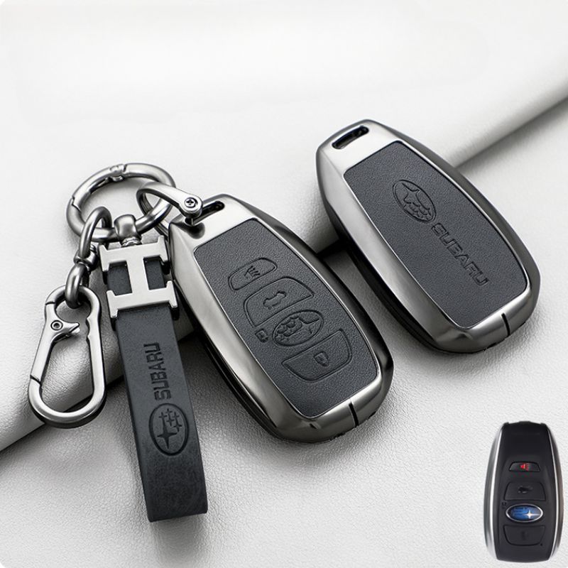 Load image into Gallery viewer, Subaru Zinc Alloy + PU Leather Car Key Fob Protective Cover Case For Outback, Forester, Impreza, WRX, XV, Crosstrek, Legacy - Polar Tech Australia