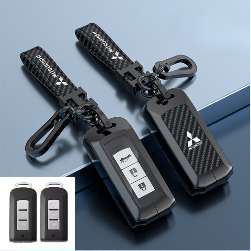 Load image into Gallery viewer, Mitsubishi Zinc Alloy + Carbon Fiber Texture Car Key Fob Case Cover For Outlander, Eclipse Cross, ASX, Pajero, Pajero Sport, Lancer EX - Polar Tech Australia