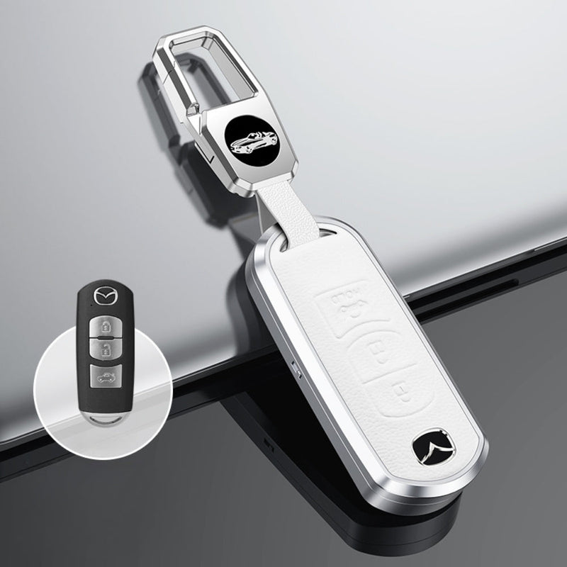 Load image into Gallery viewer, Mazda Aluminum Alloy Genuine Leather Car Key Fob Cover Case For MX-5, CX-5, CX-7, CX-9, Mazda 6 - Polar Tech Australia