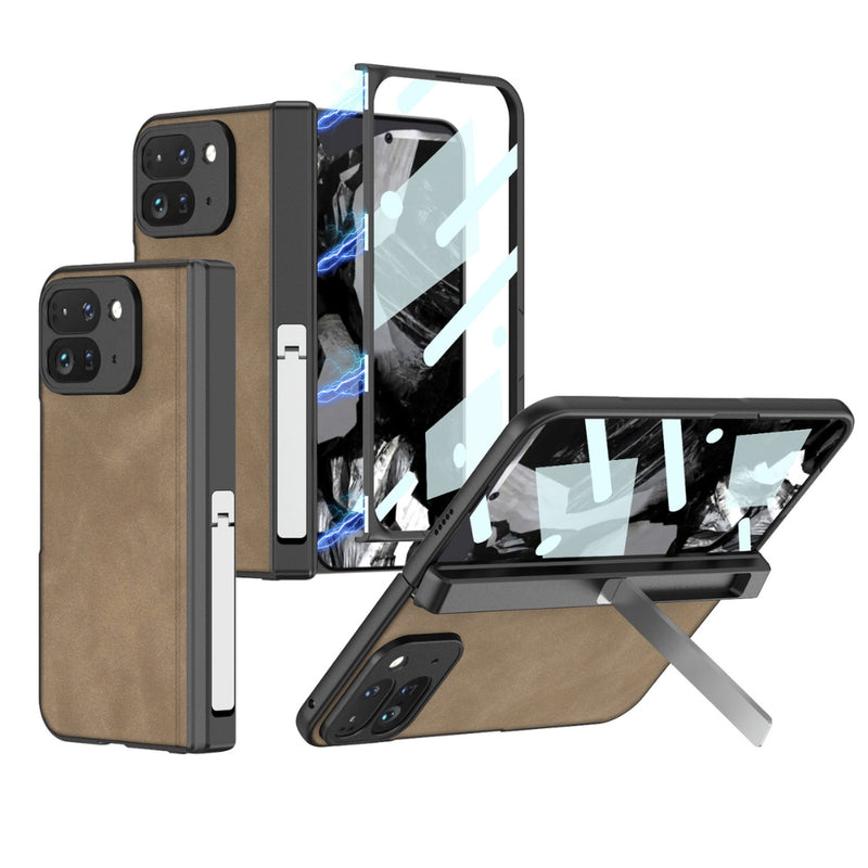 Load image into Gallery viewer, Google Pixel 9 Pro Fold - Integrated Frosted Fold Hinge Leather Phone Case - Polar Tech Australia