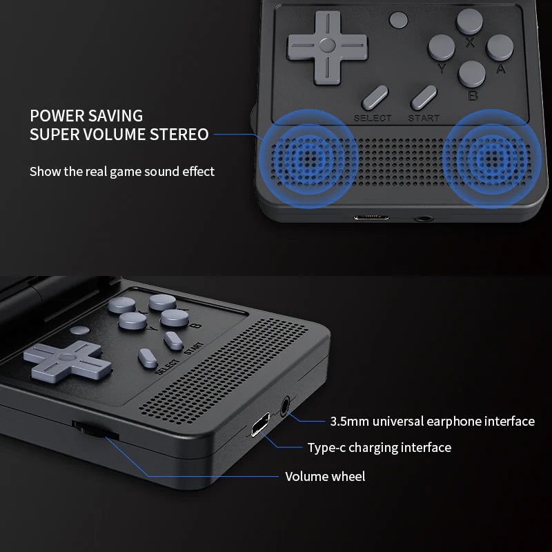 Load image into Gallery viewer, POWKIDDY V90 Flip Handheld Console Open System Game Console 16 Simulators Retro PS1 Kids Gift 3D Game - Polar Tech Australia