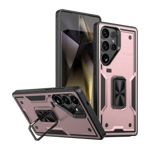 Samsung Galaxy S21 5G (SM-G991) - TPU+PC 2-in-1 Material Shockproof Protective Case with Metal Rotating Stand - Polar Tech Australia