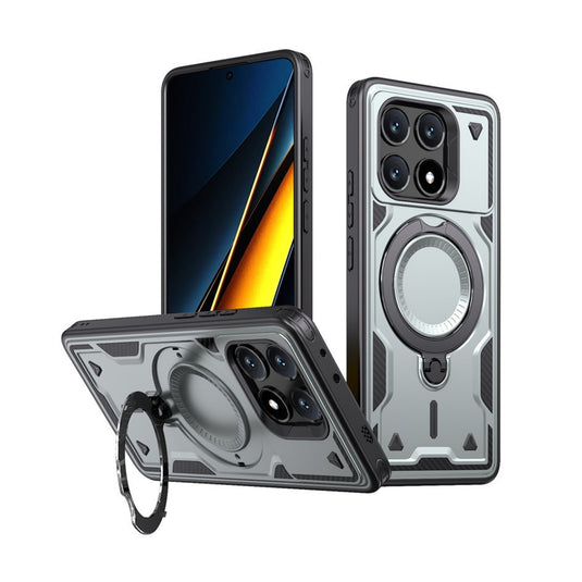 Xiaomi Poco X6 Pro - TPU+PC 2-in-1 Material Shockproof Protective Case with Metal Rotating Stand - Polar Tech Australia