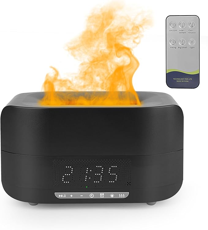 Load image into Gallery viewer, Essential Oil Diffuser, Flame Aroma Diffuser Humidifier With Bluetooth Speaker and Clock, 400ML High Capacity Humidifier for Office and Bedroom